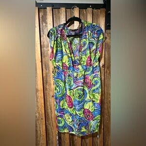 Express Blue and Green Abstract Swirls Swim Coverup/Dress-M